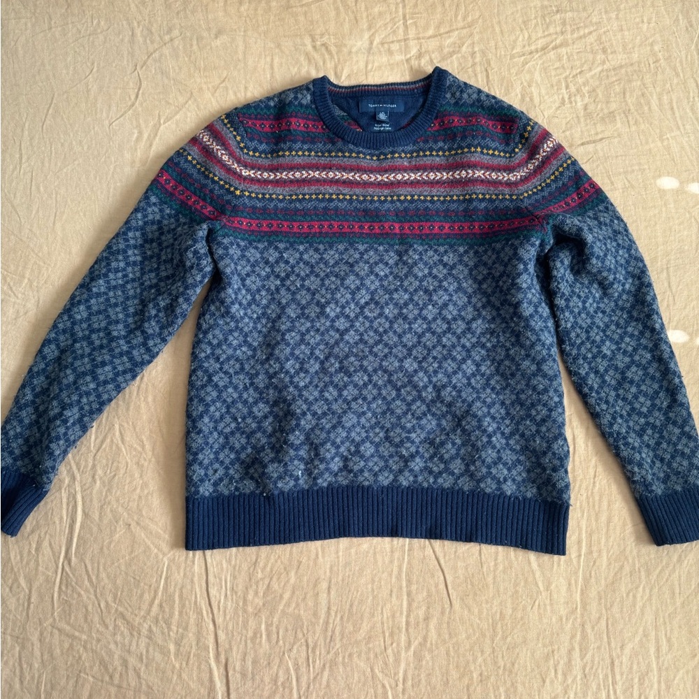 Men's Tommy Hilfiger Blue Fair Isle Patterned Sweater
